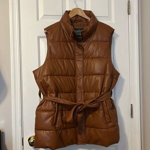 Levi's Brown Quilted Puffer Jacket with Belt